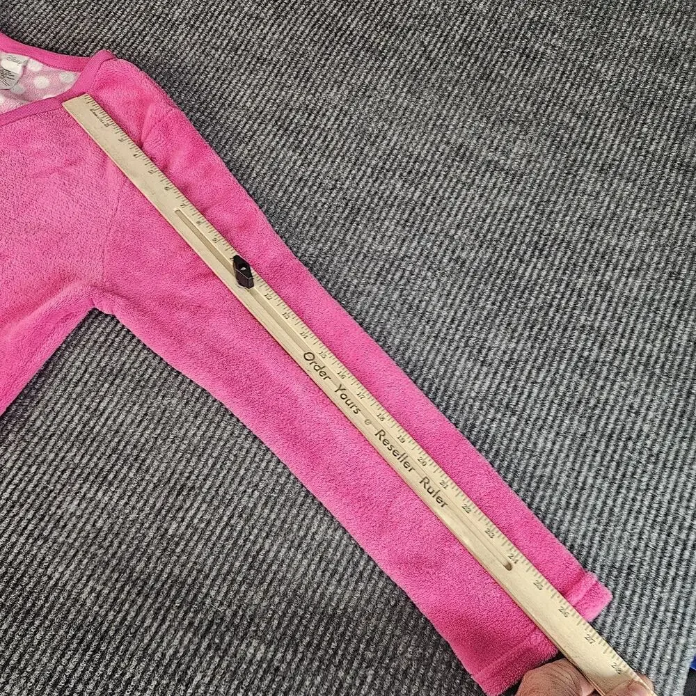 Disney Minnie Mouse Shirt Girls LARGE Pink Fleece Sleepwear Long Sleeve‎ Graphic - Picture 7 of 13